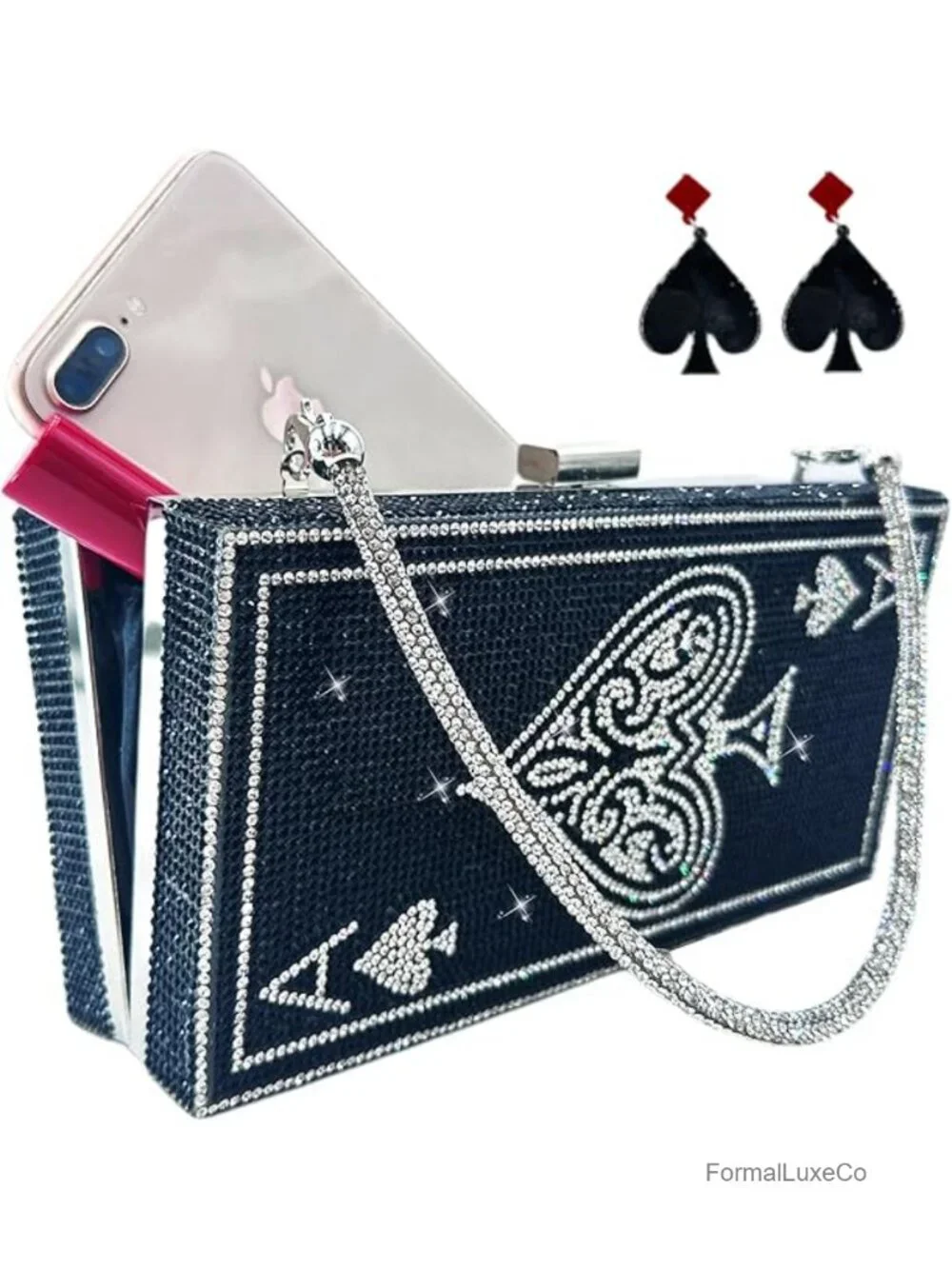Diamond Rhinestone Crystal Clutch Bag with Chain Strap